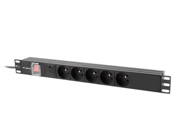 Listwa zasilająca Lanberg Rack PDU 19&amp;quot; 1U 16A 5x 230V PL 2M Czarna