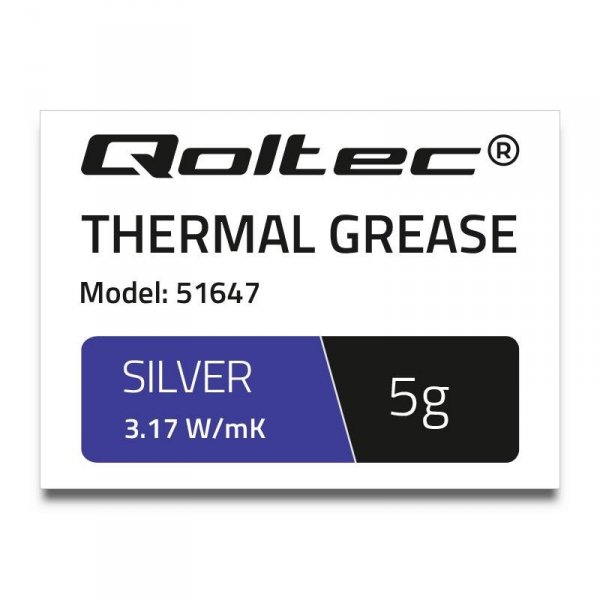 Pasta termoprzewodząca Qoltec 3.17 W/m-K | 5g | Srebrna