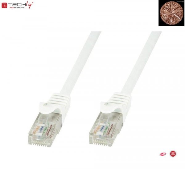 Patchcord 100% miedź TechlyPro Cat.6 U/UTP, 1m, biały