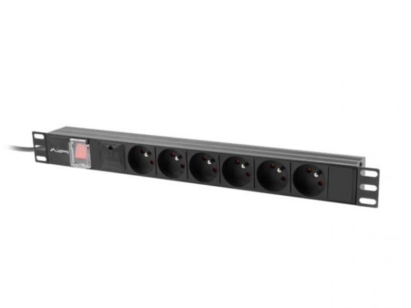 Listwa zasilająca Lanberg RACK PDU 19&amp;quot; 1U 10A 6x PL 2m czarna