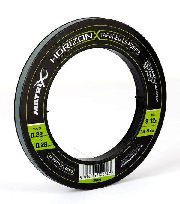 GML026 Matrix Horizon X Tapered Shock Leader - 8lb / 12lb (12m) x5