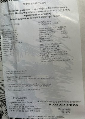 Mieszanka paszowa dla warchlaków i tuczników Pig Mast Brosso Pasze 25kg