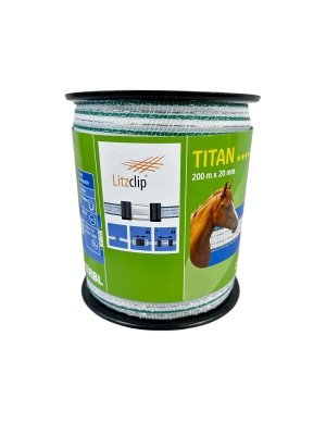 Taśma ogrodzeniowa TITAN, 200m x 20mm, biało-zielona