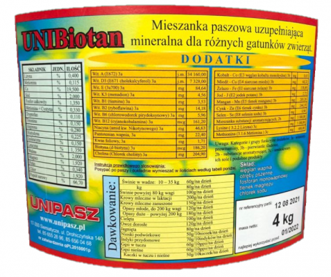 Unibiotan 4kg - witaminy dla zwierząt 