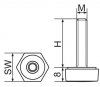 Stopka regulacyjna sześciokątna - SW24 M10x40 - 100 sztuk