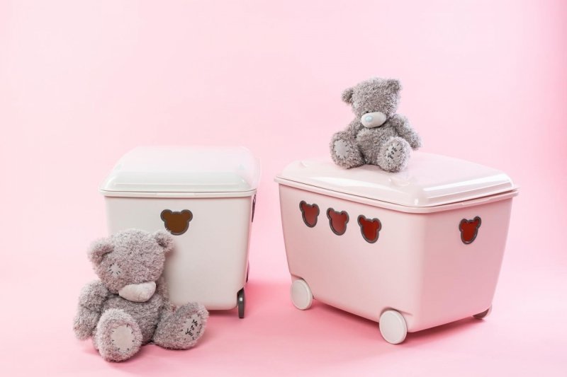 Pojemnik na zabawki Bear 55L różowy - komplet 2 szt.