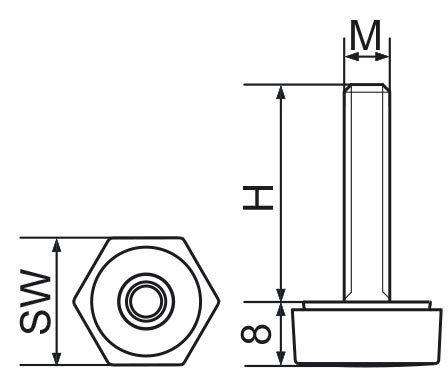 Stopka regulacyjna sześciokątna - SW24 M10x30 - 100 sztuk