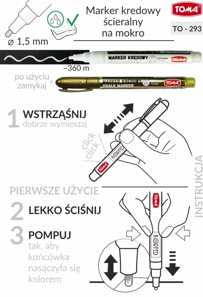 Marker / mazak kredowy 1,5mm TOMA Biały