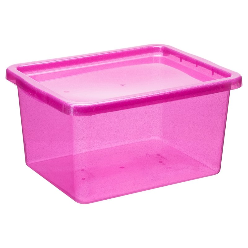 Pojemnik, pudełko Basic 20L - różowy brokat