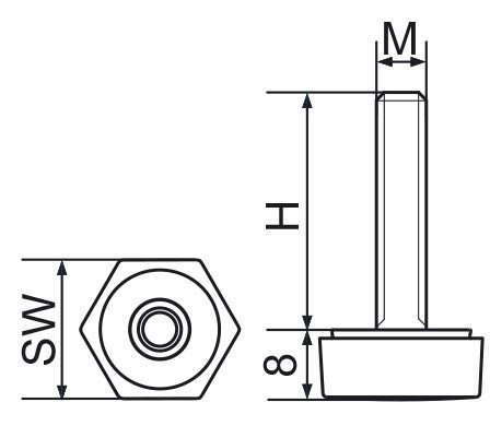 Stopka regulacyjna sześciokątna - SW24 M10x40 - 100 sztuk