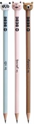 3x Ołówek ze zwierzakiem KOTEK PANDA MIŚ HB INTERDRUK B&B ANIMAL PASTEL (49170SET3CZ)