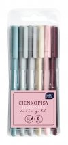 Cienkopisy pastelowe nude 6 kolorów SATIN GOLD Interdruk (46711)