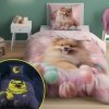 Pościel bawełniana świecąca FLUO Piesek Pomeranian Szpic 140 x 200 cm komplet pościeli (5411A)