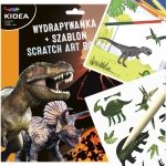 Kreatywna Wydrapywanka Zdrapywanka DINOZAURY 3 arkusze z szablonami KIDEA (KWSBKA)