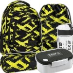 ZESTAW 5 el. Plecak szkolny młodzieżowy BackUP 26 L limonkowe wzory, NEON (PLB6X54SET5CZ)