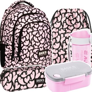 ZESTAW 5 el. Plecak szkolny młodzieżowy BackUP 26 L pastelowe serca, NUDE HEARTS (PLB6X37SET5CZ)