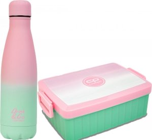 Zestaw bidon i śniadaniówka Drink&Go butelka termiczna CoolPack 500ml różowe ombre, GRADIENT STRAWBERRY (Z04754+Z07754)