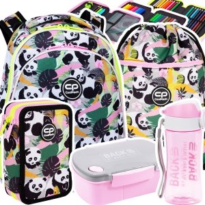 ZESTAW 5 el. Tornister Plecak CoolPack TURTLE  25 L pandy, PANDA GANG (F015829SET5CZ)