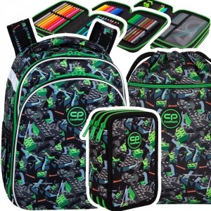 ZESTAW 3 el. Tornister Plecak CoolPack TURTLE  25 L klocki, KIDS FROM THE BLOCK (F015823SET3CZ)