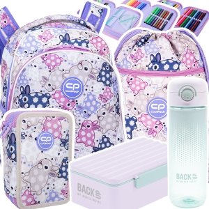 ZESTAW 5 el. Tornister Plecak CoolPack TURTLE  25 L króliczki, WHITE BUNNY (F015833SET5CZ)