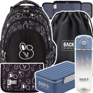 ZESTAW 5 el. Plecak szkolny młodzieżowy ST.RIGHT K-pop Cooky, CLEVER BUNNY BP6 (65554SET5CZ)