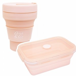Zestaw kubek i śniadaniówka silkonowa CoolPack 355 ml PASTEL / POWDER PEACH (Z12650+Z13650)