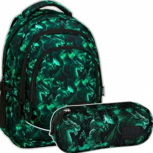 ZESTAW 2 el. Plecak szkolny młodzieżowy BackUP 26 L smok, LEGEND DRAGON (PLB6X51SET2CZ)
