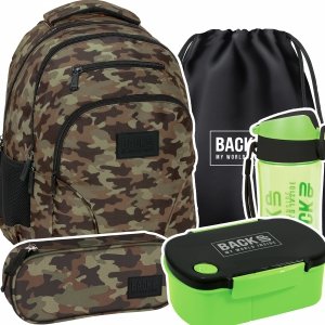 ZESTAW 5 el. Plecak szkolny młodzieżowy BackUP 30 L MORO (PLB6W60SET5CZ)