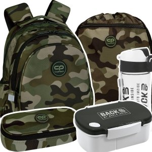 ZESTAW 5 el. Plecak wczesnoszkolny CoolPack JERRY 21 L moro, SOLDIER (E29572SET5CZ)