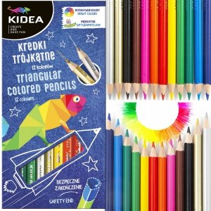 Kredki ołówkowe trójkątne 12 kolorów KIDEA (KT12KA)