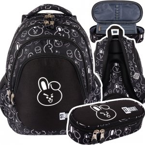 ZESTAW 2 el. Plecak szkolny młodzieżowy ST.RIGHT K-pop Cooky, CLEVER BUNNY BP6 (65554SET2CZ)