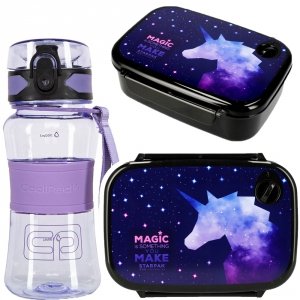 Zestaw bidon i śniadaniówka TRITANUM MINI fioletowy 390ml GALAXY UNICORN (95143+486109)