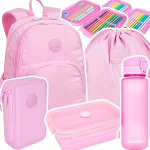 ZESTAW 5 el. Plecak CoolPack RIDER  27 L różowy, PASTEL / POWDER PINK (F109647SET5CZ)