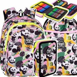 ZESTAW 3 el. Plecak wczesnoszkolny CoolPack JERRY 21 L pandy, PANDA GANG (F029829SET3CZ)