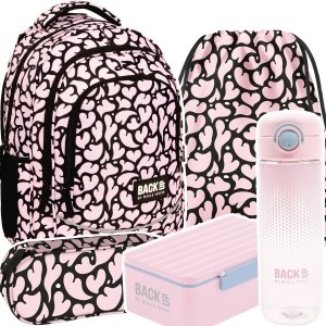 ZESTAW 5 el. Plecak szkolny młodzieżowy BackUP 26 L pastelowe serca, NUDE HEARTS (PLB6X37SET5CZ)