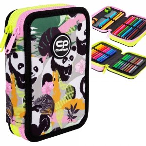Piórnik CoolPack dwukomorowy z wyposażeniem JUMPER 2 pandy, PANDA GANG (F066829)