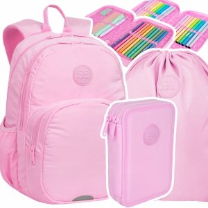 ZESTAW 3 el. Plecak CoolPack RIDER  27 L różowy, PASTEL / POWDER PINK (F109647SET3CZ)