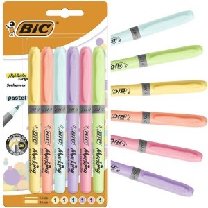 Zakreślacze pastelowe BIC Highlighter Grip Collection 6 kolorów  (93725)