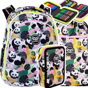 ZESTAW 3 el. Tornister Plecak CoolPack TURTLE  25 L pandy, PANDA GANG (F015829SET3CZ)