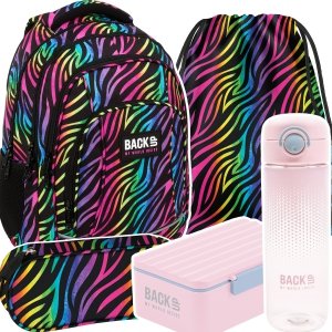 ZESTAW 5 el. Plecak szkolny młodzieżowy BackUP 26 L KOLOROWA ZEBRA  (PLB6A35SET5CZ)