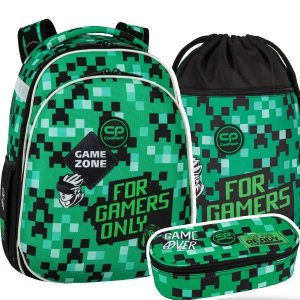 ZESTAW 3 el. Tornister Plecak CoolPack TURTLE  25 L gra, GAME ZONE (F015826SET3CZ)