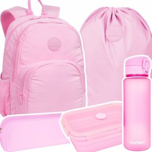 ZESTAW 5 el. Plecak CoolPack RIDER  27 L różowy, PASTEL / POWDER PINK (F109647SET5CZ)