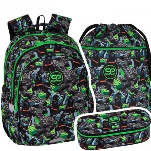 ZESTAW 3 el. Plecak wczesnoszkolny CoolPack JERRY 21 L klocki, KIDS FROM THE BLOCK (F029823SET3CZ)