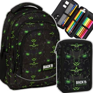 ZESTAW 2 el. Plecak szkolny młodzieżowy BackUP 26 L potwór robot, MONSTER GREEN (PLB6X59SET2CZ)