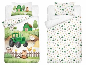 Pościel FARMA TRAKTOR komplet pościeli MAYA MOO 100x135 cm ZIELONA (4997B)