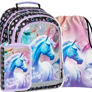 ZESTAW 3 el. Plecak szkolny UNICORN Jednorożec (PL15BJR15SET3CZ)