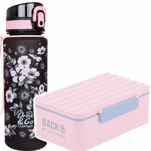 Zestaw bidon i śniadaniówka CoolPack BRISK kwiaty, HELEN 600 ml (Z16744+SB6C36)