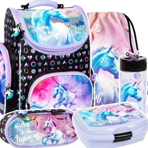 ZESTAW 5 el. Tornister szkolny ergonomiczny UNICORN Jednorożec (TEMBJR15SET5CZ)