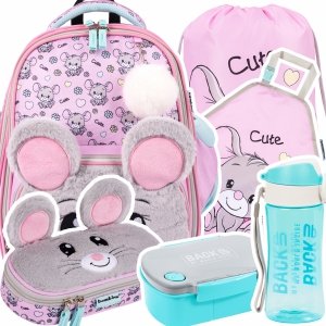 ZESTAW 6 el. Tornister Plecak wczesnoszkolny BAMBINO myszka, MOUSE B8 (63772SET6CZ)