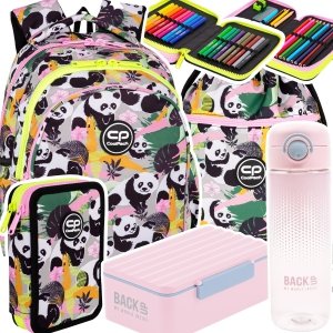 ZESTAW 5 el. Plecak wczesnoszkolny CoolPack JERRY 21 L pandy, PANDA GANG (F029829SET5CZ)